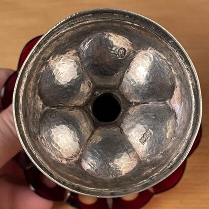 Antik Bøhmisk glas på sølvfod - Image 4