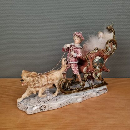 Figur af majolica, mand med hun og kane, ant. Napoli 19. årh.