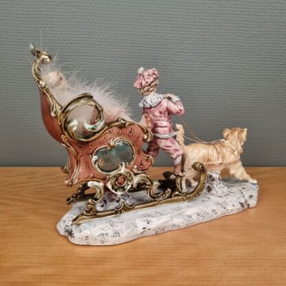 Figur af majolica, mand med hun og kane, ant. Napoli 19. årh. - Image 7