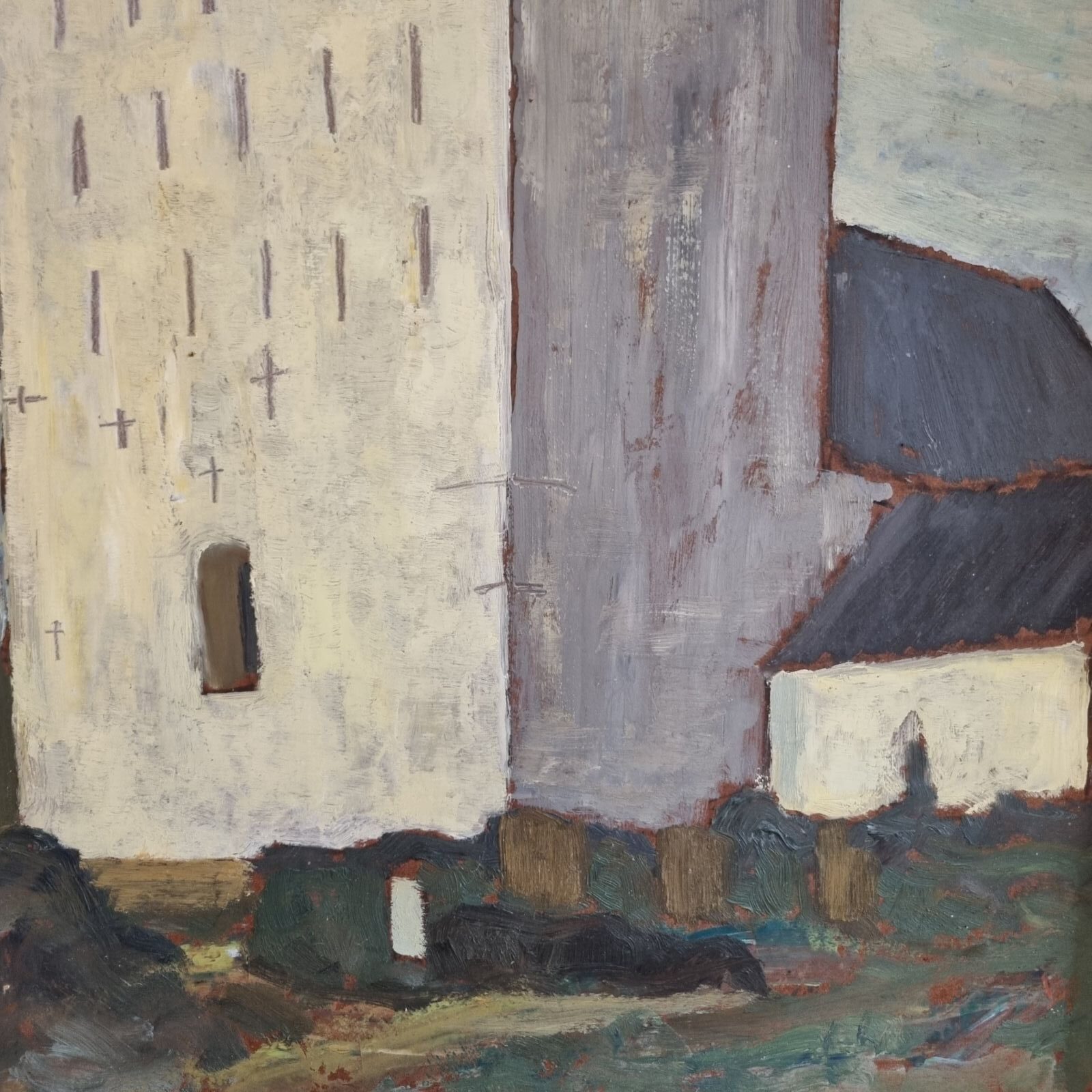 A. Ejsing - olie på plade - motiv af kirke - Billede 2