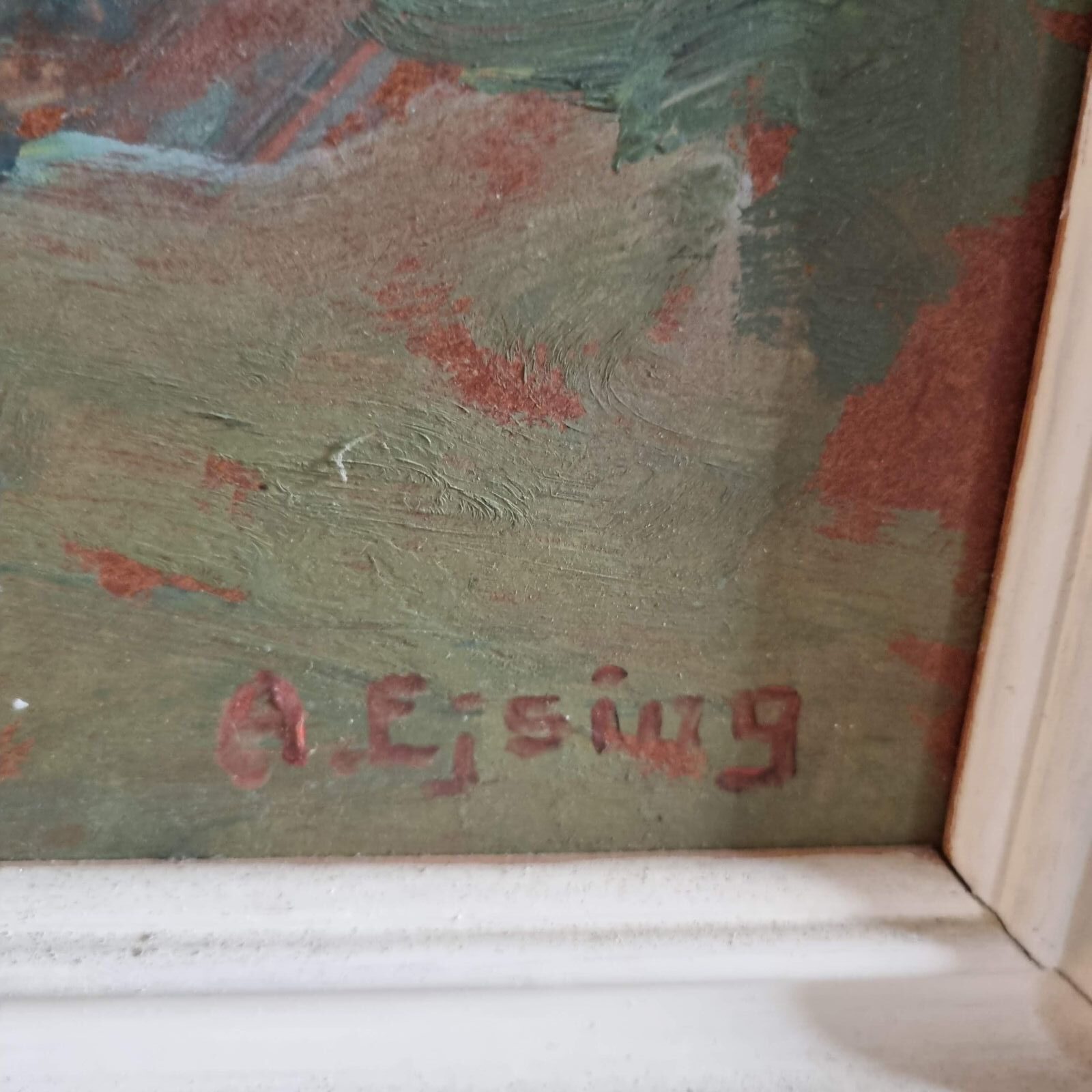 A. Ejsing - olie på plade - motiv af kirke - Billede 4