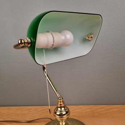 Bibliotekslampe i messing med grøn skærm - Image 4