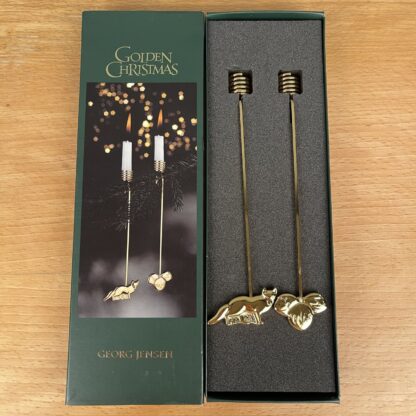 2 Georg Jensen lysholdere Ræv og Hasselnødder