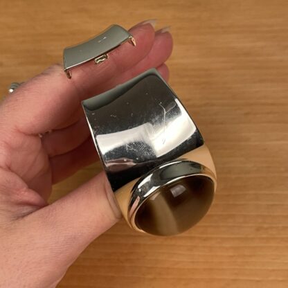 Smuk bijouteri armring / armbånd med stor gyldenbrun sten - Image 5