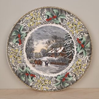 Adams England & Currier, New York - middagstallerken med farve-gravering