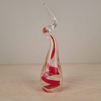 RBA Olofström - glasskulptur i klart, rødt og hvidt glas - 28cm