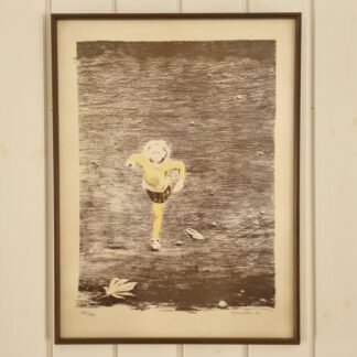 Farvelitografi af Bo Hultén - Pige i gult - signeret