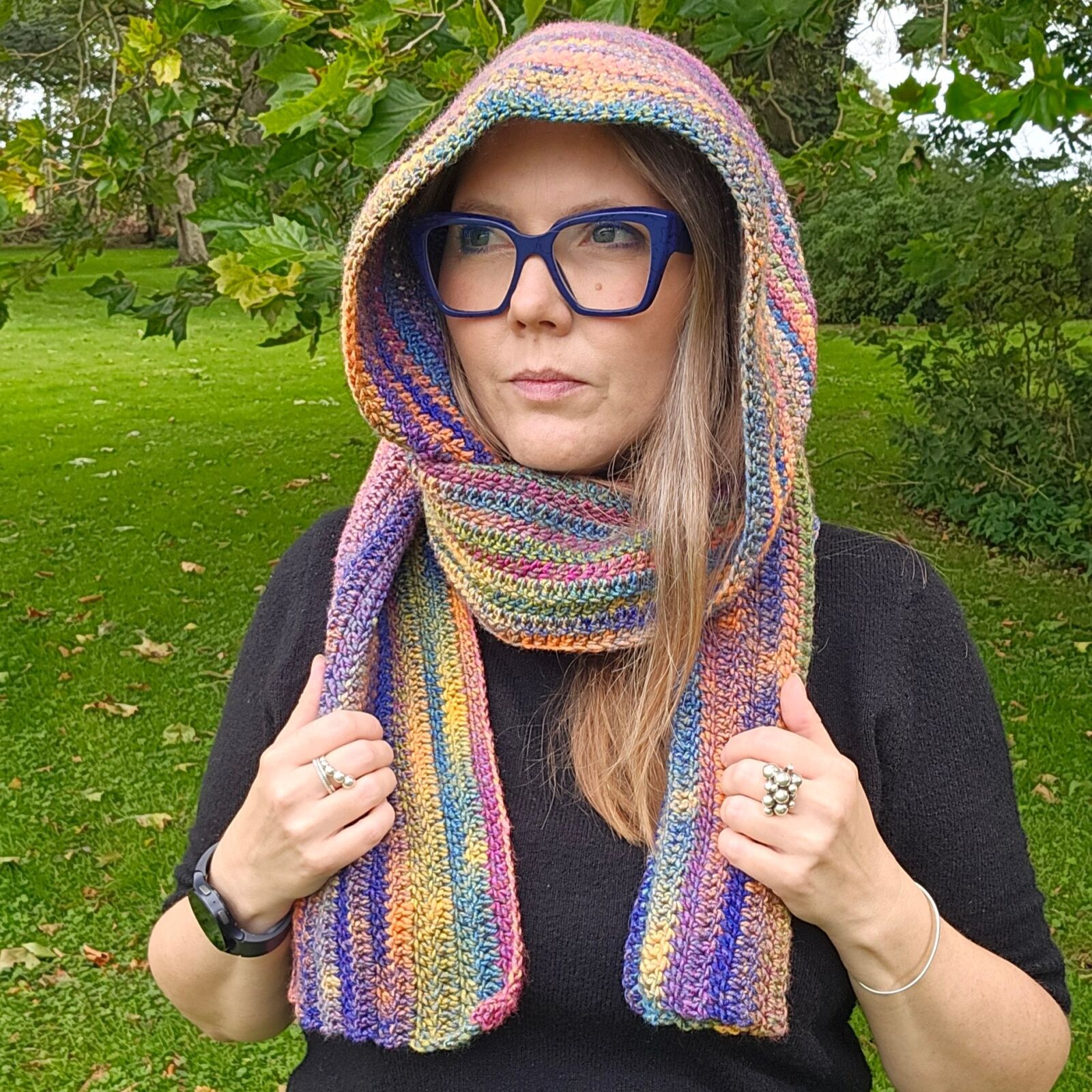 Hæklet Al'h'ette / hætte-tørklæde - Billede 2