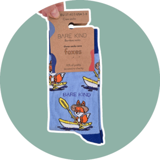 BARE KIND voksen sokker med dyr - Ræv i båd str. 40,5-47