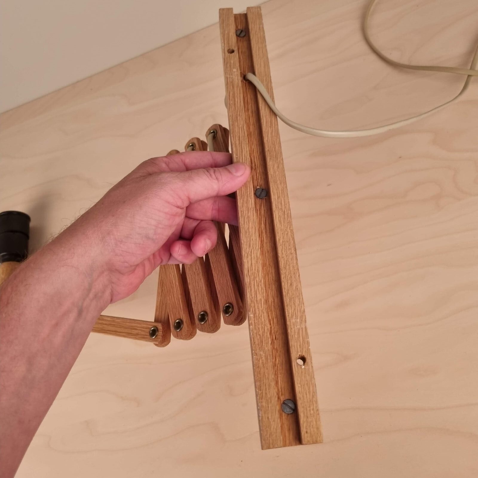 Vintage Lyfa sakselampe i egetræ - Billede 2