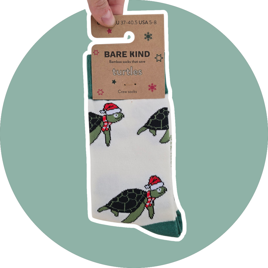 BARE KIND voksen sokker med dyr - Jule skildpadde str. 37-40,5