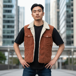 Retro velour vest med for str. M/L