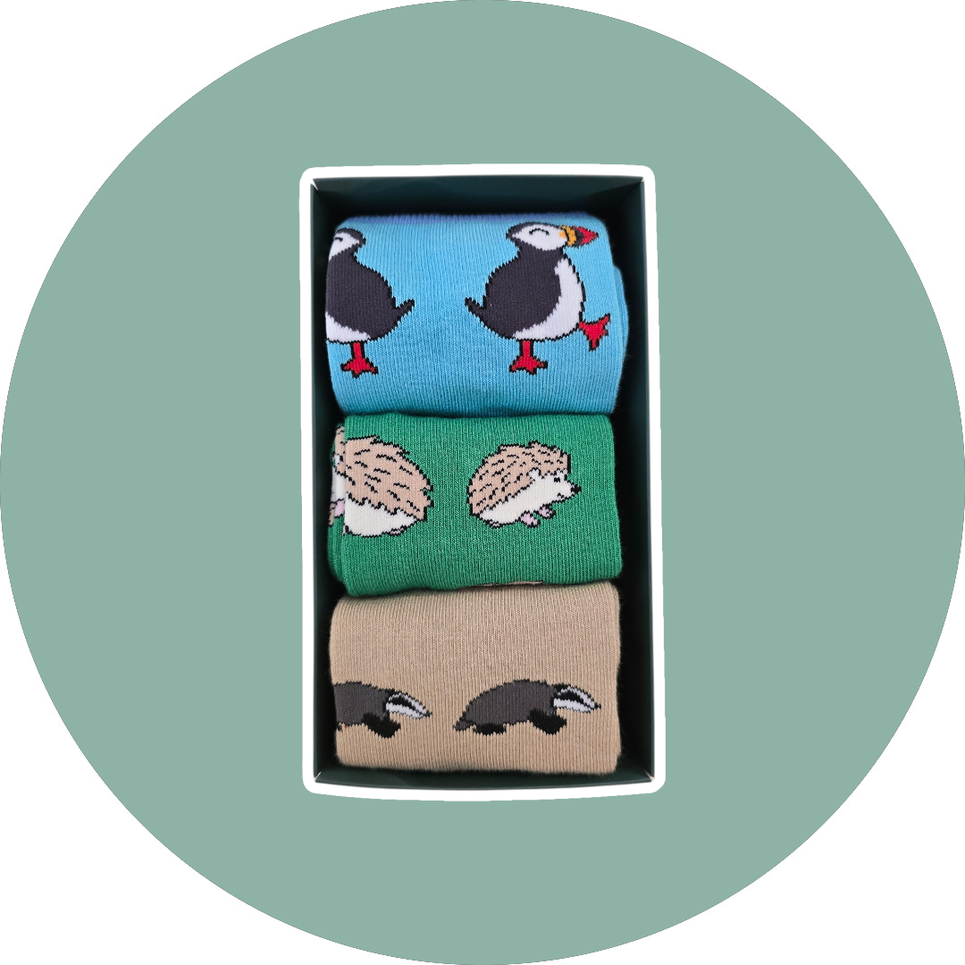 BARE KIND voksen sokker - 3pak, Søpapegøje, Pindsvin og Grævling str. 40,5-47 - Billede 3