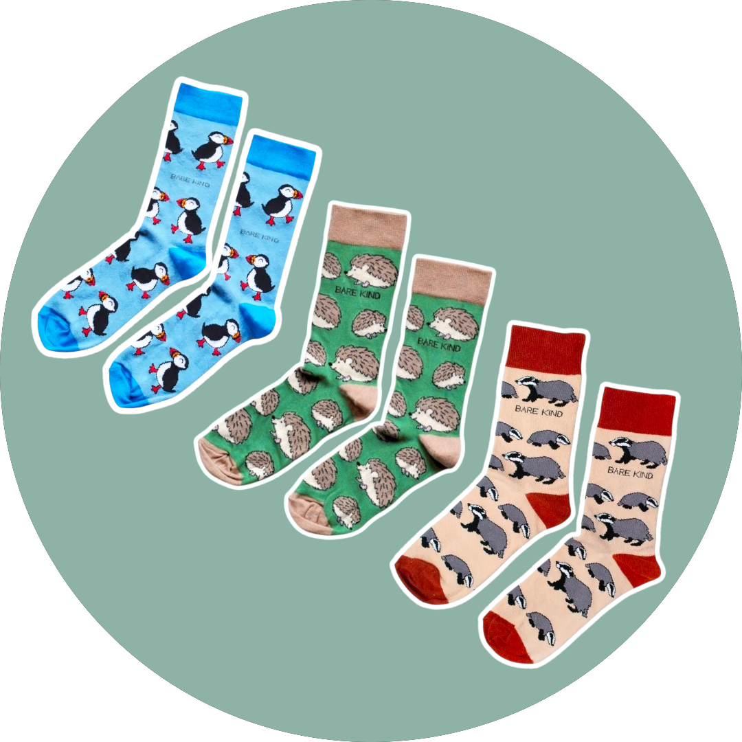 BARE KIND voksen sokker - 3pak, Søpapegøje, Pindsvin og Grævling str. 40,5-47 - Billede 2