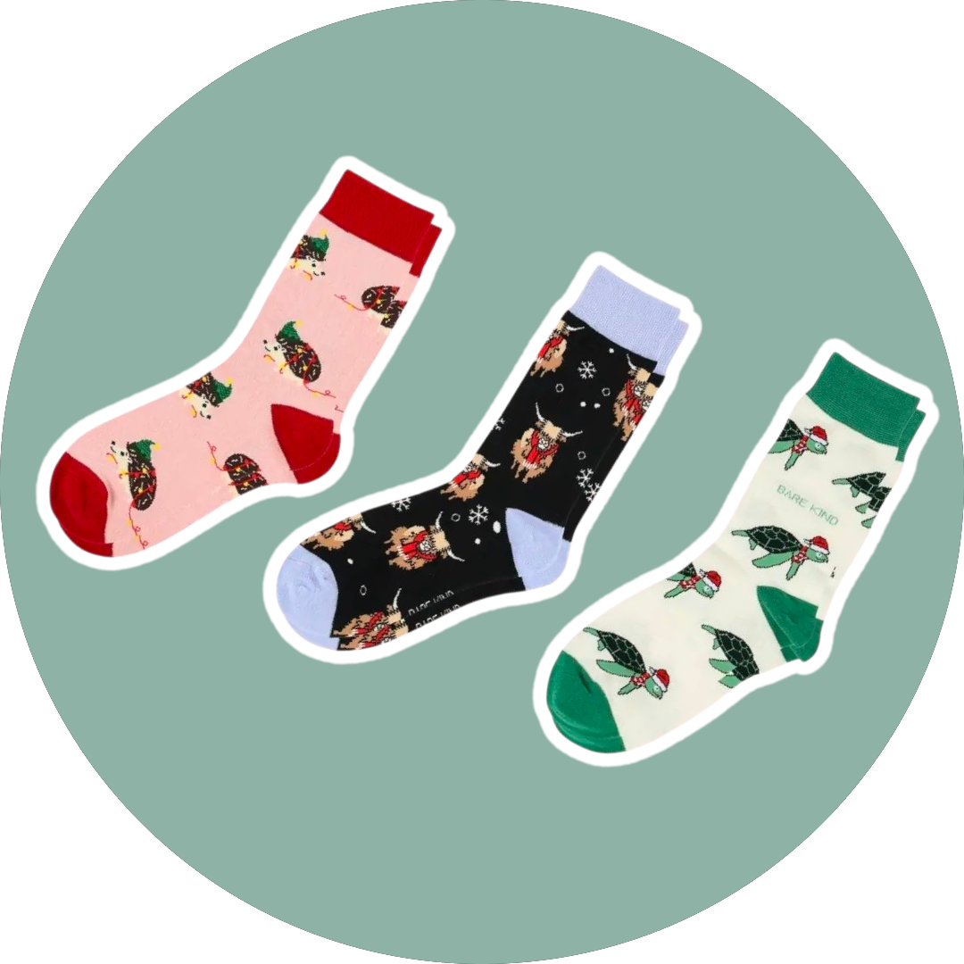 BARE KIND voksen julesokker - 3pak Julepindsvin, Jule højlandskvæg og Juleskildpadde str. 40,5-47. - Billede 2