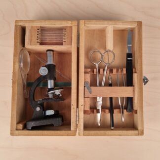 Vintage mini-mikroskopi sæt i æske
