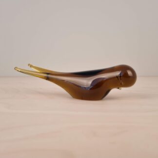 Kunstglas - Fugl fra FM Ronneby - ravfarvet - 19cm