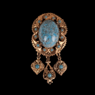 Retro broche med turkis i orientalsk stil