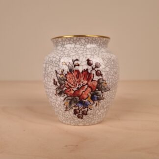 Lille craquele vase fra Dahl Jensen med blomster dekoration - 8cm