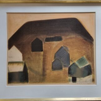 Litografi af Jack Kampmann - bymotiv fra Færøerne