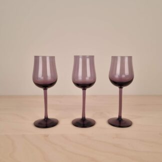 Tre skønne lilla dessertvinsglas - 12,5cm