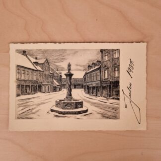 Julekort med motiv fra Hjultorv, Næstved - 1937