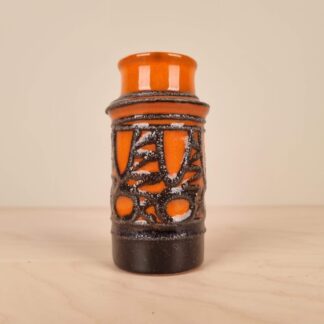 VEB Haldensleben vase - Lava-glasur med orange bund