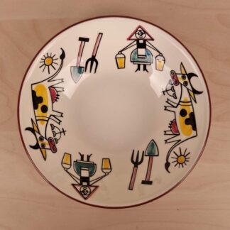 Skål med motiv af køer og malkepiger - nr. 204 - 16cm