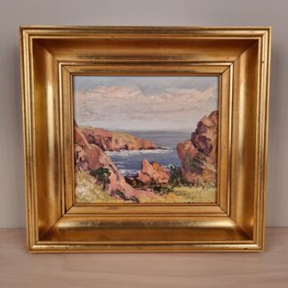 Egon Johannes Wilhjelm - Parti fra Gudhjem - olie på lærred, 26cm