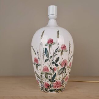 Torben Keramik - Stor bordlampe m. blomstermotiv