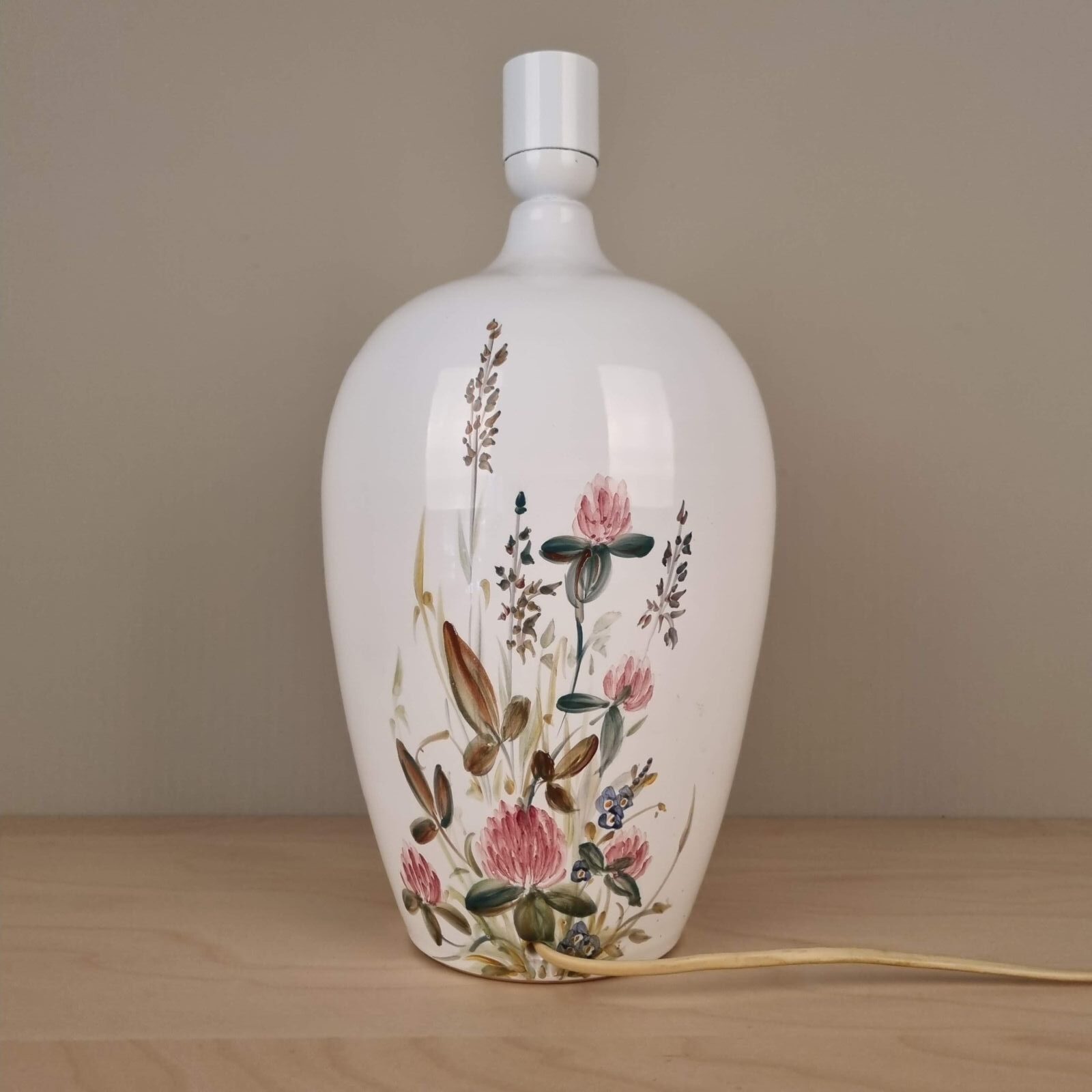 Torben Keramik - Stor bordlampe m. blomstermotiv - Billede 3