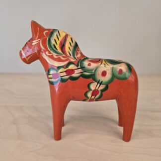 Gammel original rød Dalahest 17cm
