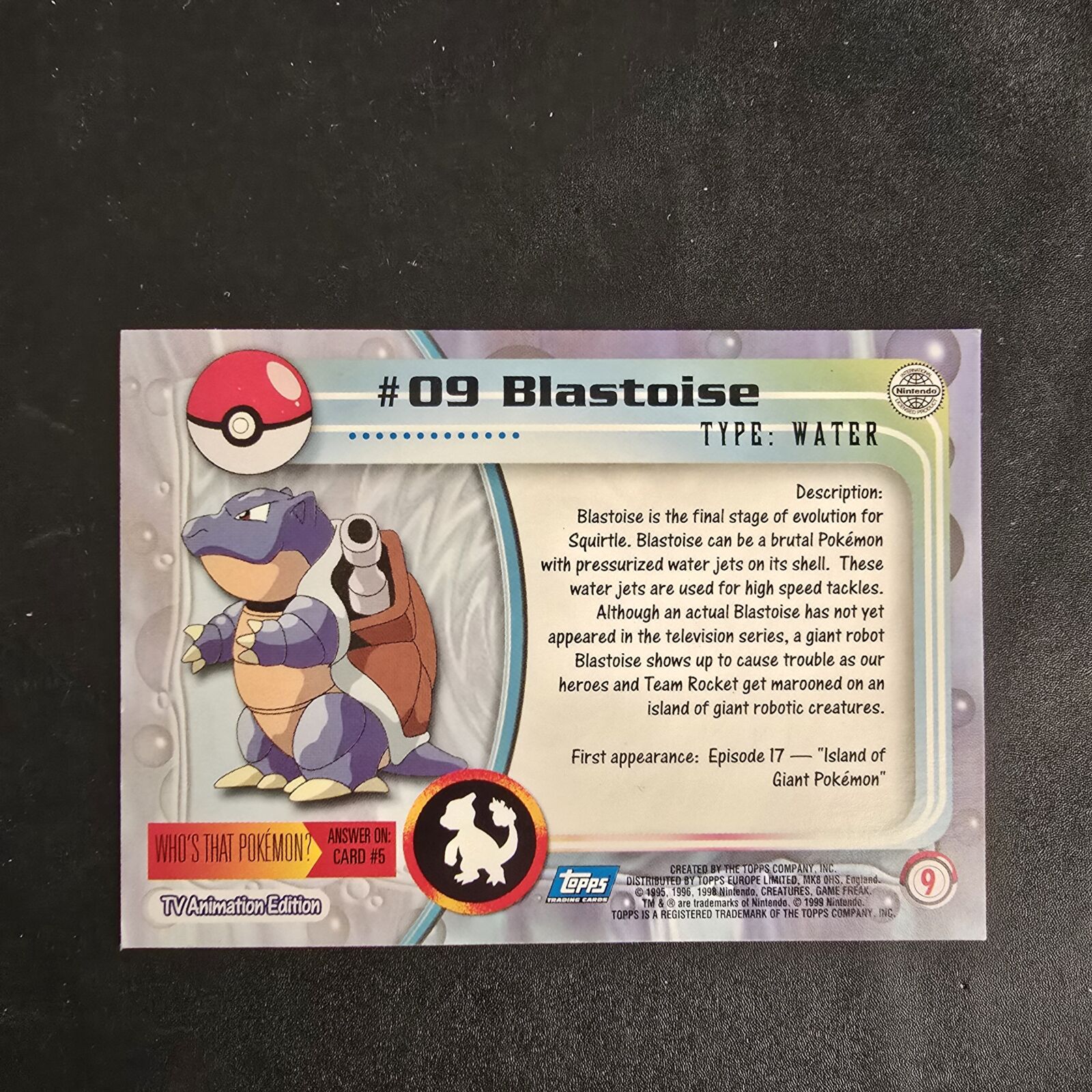 Pokémon Topps samlekort – Blastoise #09 - Billede 2