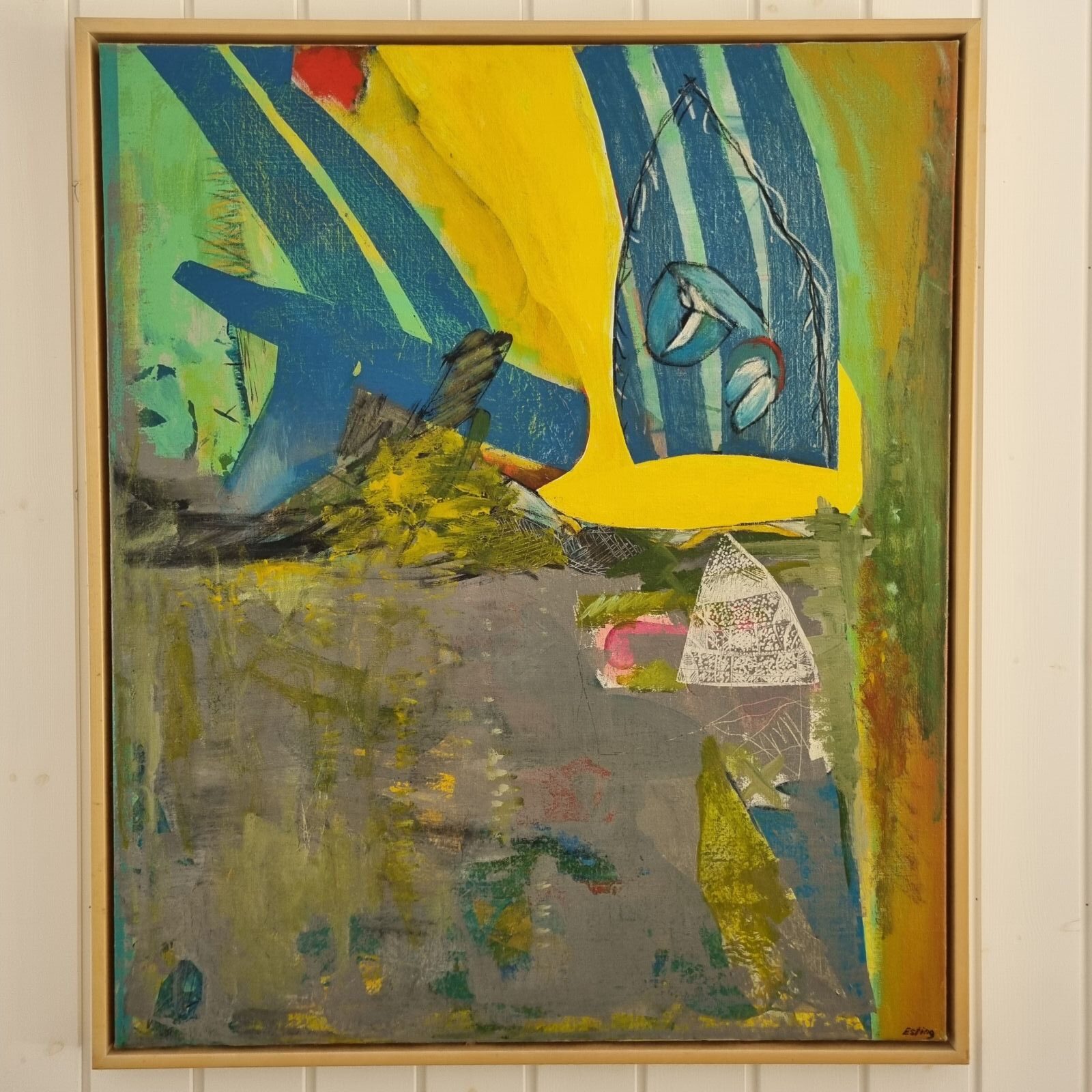Poul Esting - Olie på lærred - "Pithecanthropus Erectus" - 100x84 cm