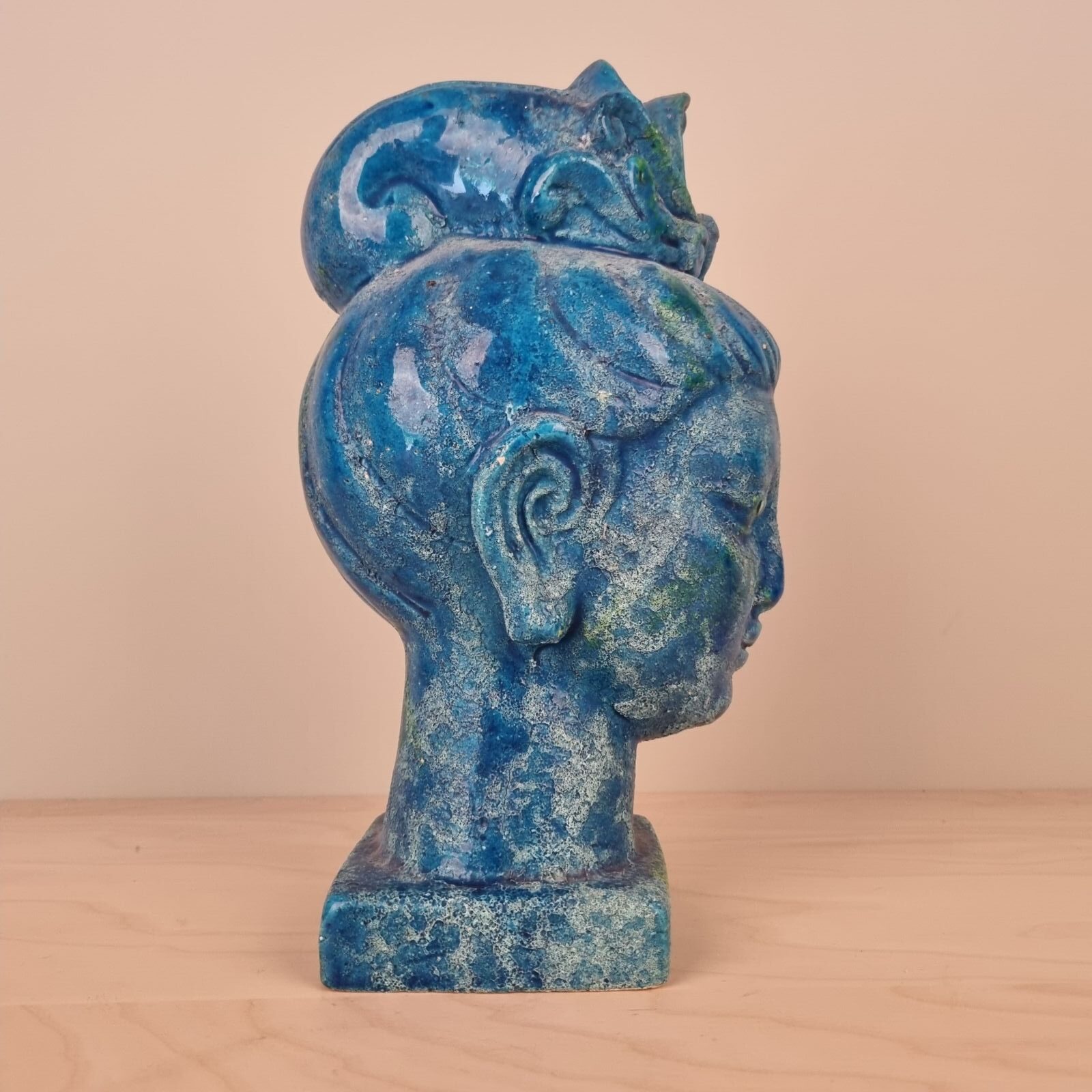 Aldo Londi for Bitossi - Kwan Yin figur i krakeleret "Rimini Blu" glasur - Billede 2