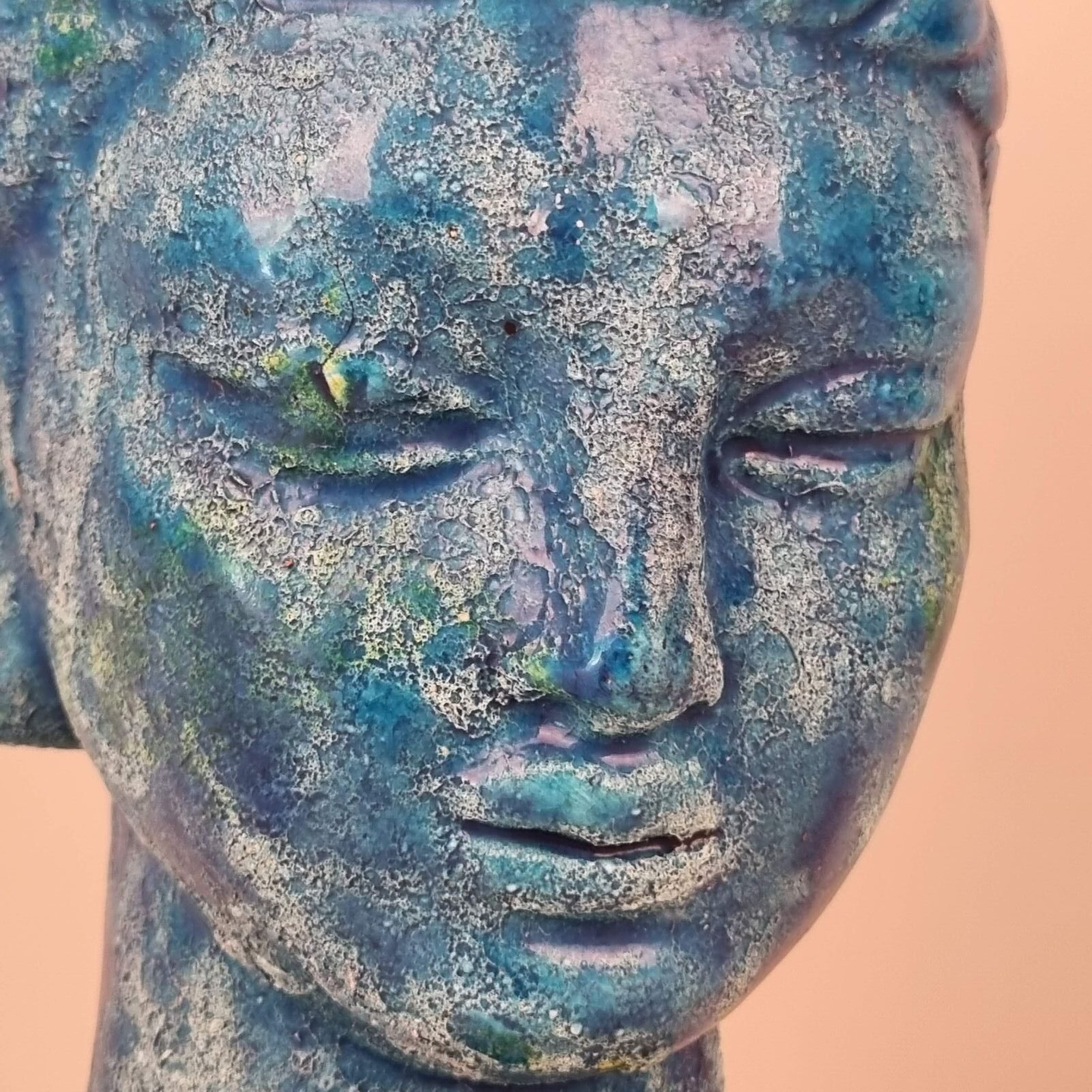 Aldo Londi for Bitossi - Kwan Yin figur i krakeleret "Rimini Blu" glasur - Billede 6