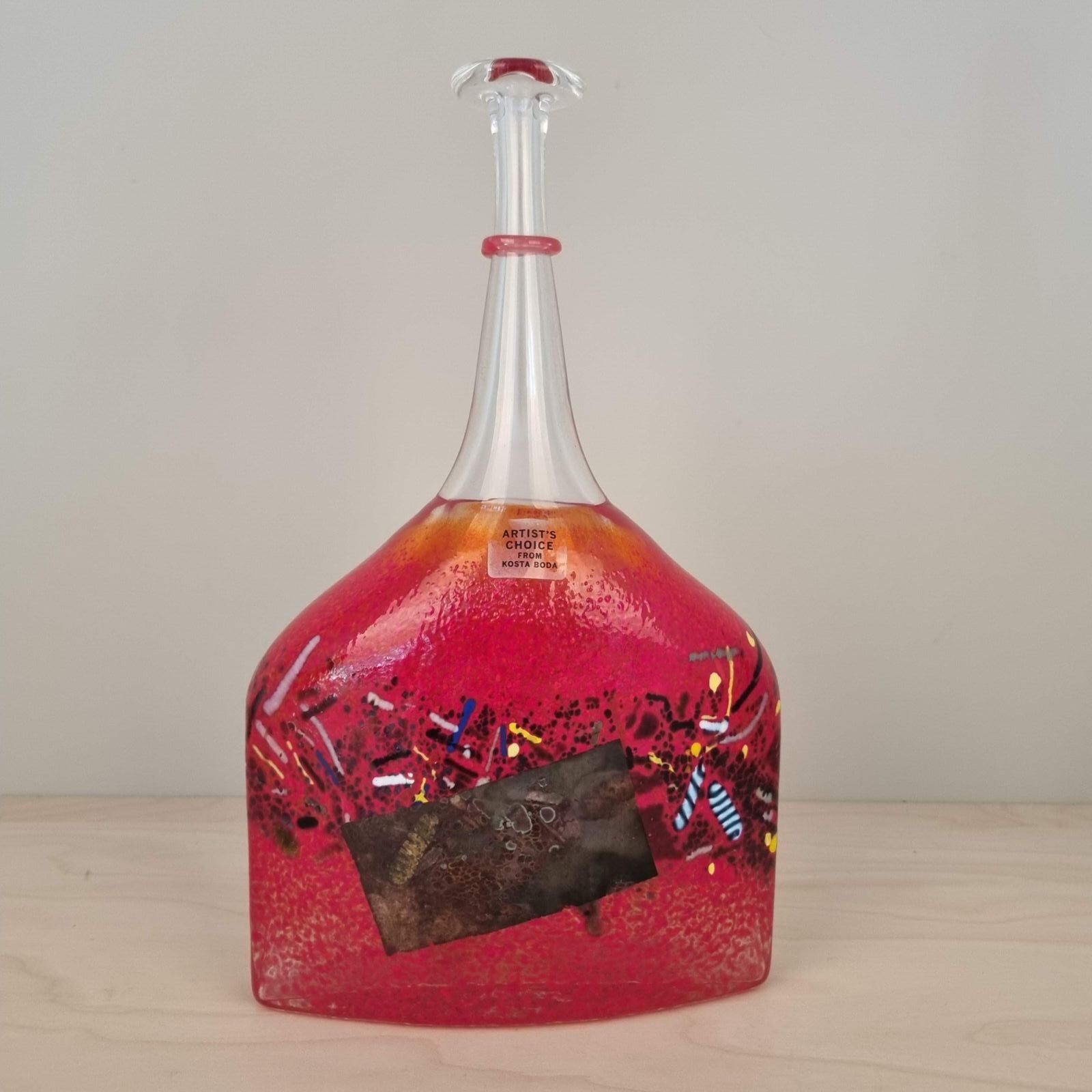 Bertil Vallien for Kosta Boda - kunstflaske "Satellite" - ca. 30,5cm
