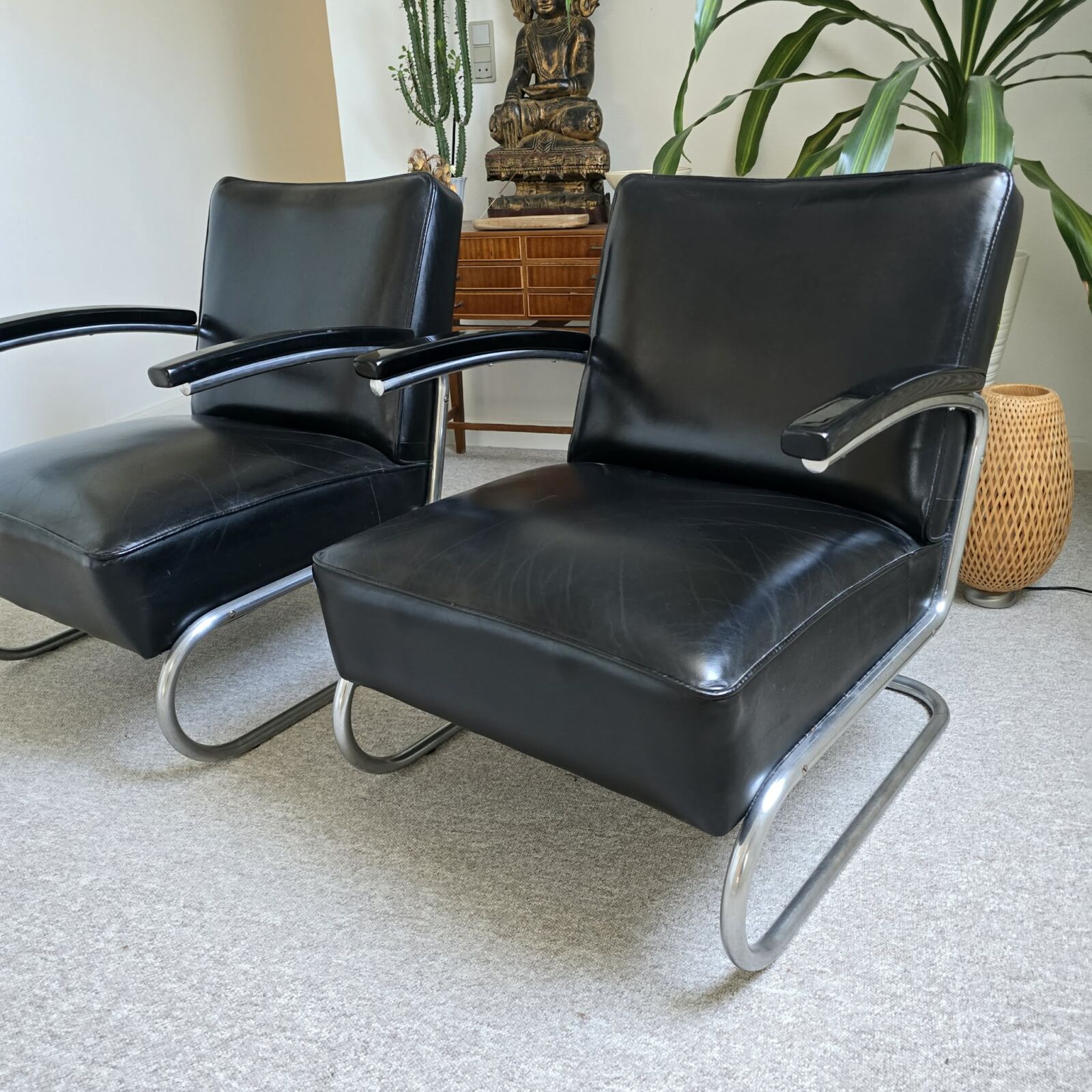 Et par originale Thonet S411 lænestole / Tubular Steel - frisvingere - ca. 1940 - Billede 3
