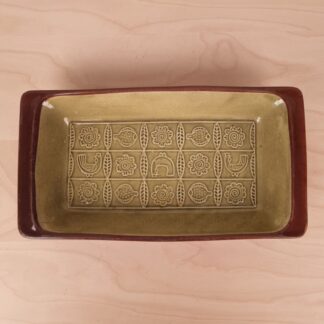 Vintage Gabriel Keramik Stengodsfad m. Reliefmønster – Svensk Design 1960’erne (28 cm)