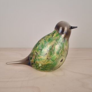 Figur af fugl i farvet glas - Dansk Glaskunst - 11,5 cm høj