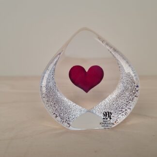 Lille glasskulptur med hjerte af Mats Jonasson - Eget værksted - ca. 8cm