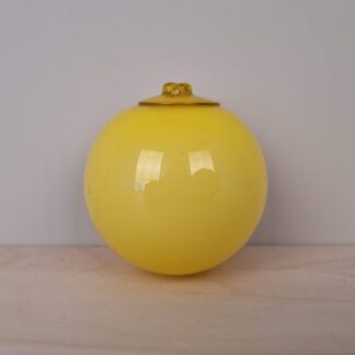Fiskekugle / flydelod i gult glas - Holmegaard - 7cm Ø