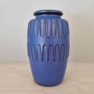Knabstrup vase, blå med bølger - 18,5 cm