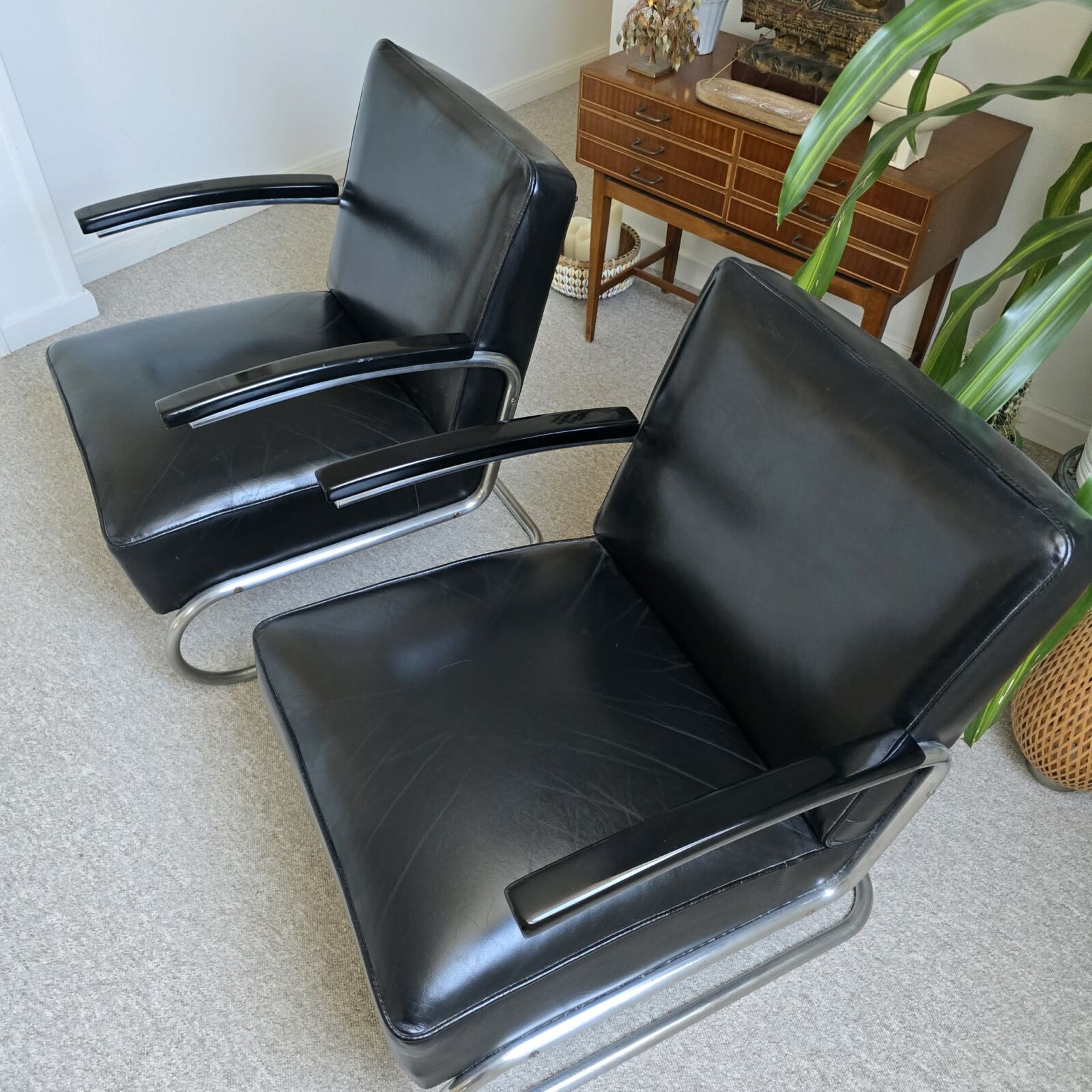 Et par originale Thonet S411 lænestole / Tubular Steel - frisvingere - ca. 1940 - Billede 6