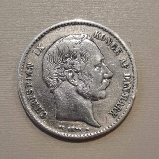 1 krone sølvmønt - 1875 - Danmark - urenset