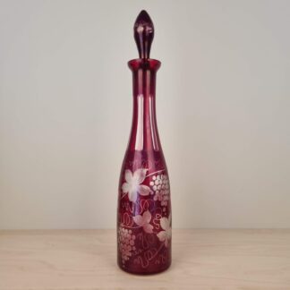 Bøhmisk glas - Karaffel med drue dekoration - 41cm - ca. 1940