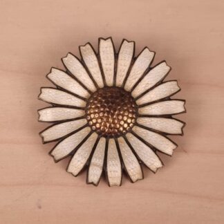A. Michelsen - Original stor marguerit broche i sterling sølv og emalje - 43mm
