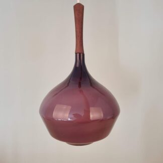 Pendel i violet opalglas med teak-top - Sverige - 1950erne