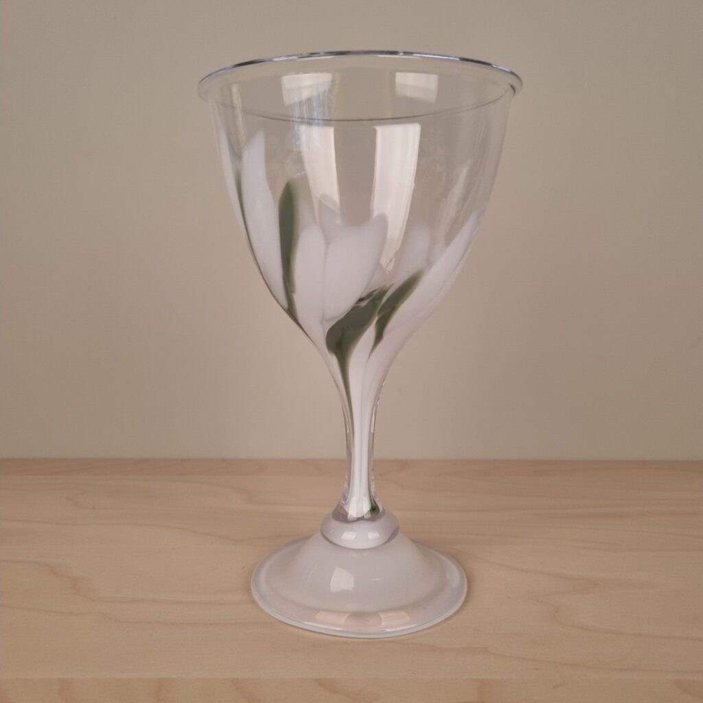 Stor Holmegaard Vintergæk glas pokal / opsats - 22 cm