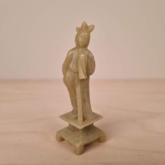 Kinesisk Guanyin figur i udskåret fedtsten - 8,5cm